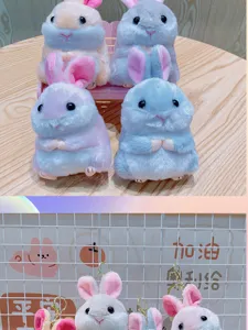 Cute plush hamster rabbit keychain and backpack pendant, soft stuffed animal toy gift.