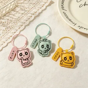 Cute leather cat keychain student graduation gift set cartoon backpack pendant key ring 3pcs