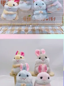 Cute cartoon plush rabbit hamster keychain soft bag pendant toy lovely plush doll gift