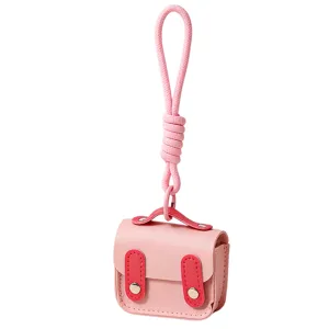 Custodia auricolari mini cartella in pelle PU rosa grazioso portachiavi accessorio