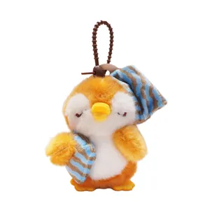 Cartoon Penguin Plush Keychain Pajama Style Backpack Pendant Soft Stuffed Animal Doll For Kids Girls School Bag Decoration Gift