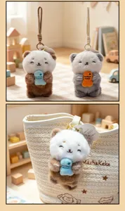Cute otter plush keychain cartoon animal bag pendant soft toy gift for kids and girls