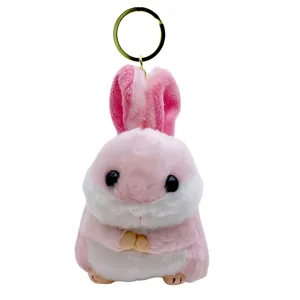 Cute plush hamster rabbit keychain soft stuffed animal doll backpack pendant gift cute toy
