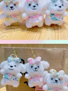 Joli mignon pendentif en peluche chiot robe florale sac porte-clés jouet cadeau