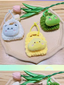 Handmade crochet plush coin purse cute animal keychain mini bag for keys and daily use