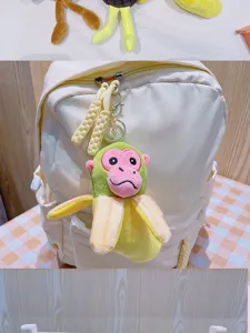 Cute banana monkey plush keychain bag pendant soft toy cartoon backpack accessory charming decor