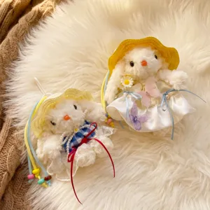 Origineller süßer weißer Plüschhase Tasche Anhänger Schlüsselanhänger kuschelige Puppe Geschenk