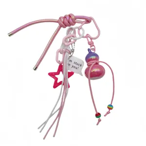 Pink handmade woven gourd keychain bag charm cute DIY pendant cute accessories for women
