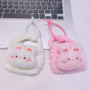 Handmade plush rabbit coin purse cute knitted bunny bag keychain plush toy gift main item.
