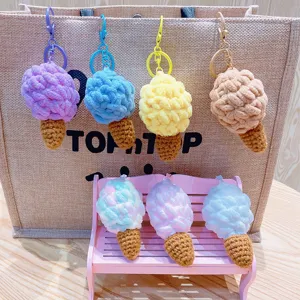 Handmade crochet ice cream keychain cute plush dessert bag pendant ornament gift wholesale