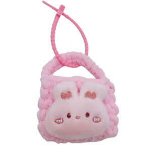Cute handmade knitted bunny coin purse plush keychain cute coin pouch pink gift toy item