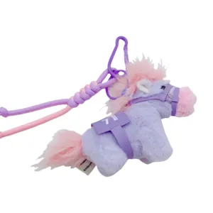 Peluche caballo llavero tierno morado pony bolsa encanto suave muñeca animal regalo