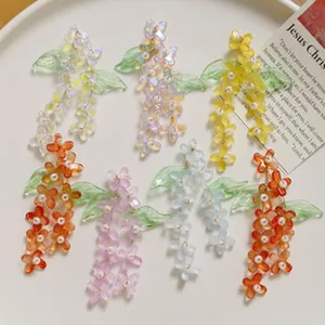 Handgemaakte kristallen bloem kwast oorringen DIY materiaal zoete vakantie stijl sieraden