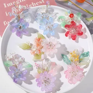 Handmade crystal flower beaded DIY hair accessories and jewelry making materials wholesale.
