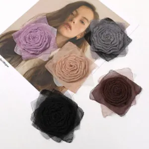 Multicolor mesh fabric flower diy accessories set for handmade necklaces and hair clips.