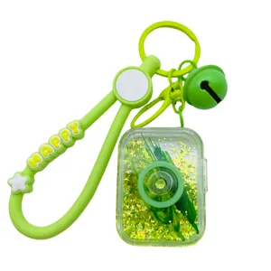 Gruener Fluessigkeit Treibsand Schluesselanhanger Acryl Kamera Weizen Charm niedlicher Taschenanhaenger