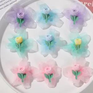 Organza flower DIY accessories multi-color 3D fabric flowers for handmade hair clips and earrings