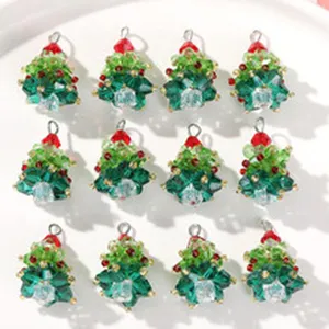 Christmas tree crystal bead charms DIY jewelry making accessories for earrings and hair decors.