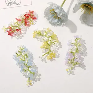 Handmade beaded flower DIY accessories, colorful crystal floral charms for jewelry making.