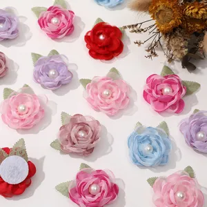 Resort Style Mesh Floral Hair Clip DIY Craft Accessories Artificial Pearl Flower Patch
