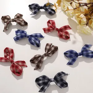 Preppy Vintage Plaid Bowknot Hair Clip Fabric Hair Accessories For Women Cute Daily Headwear Gift