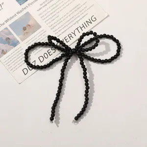 Black Imitation Pearl Bow DIY Accessory Cute Shoe Charm Bag Pendant Jewelry Crafting Item
