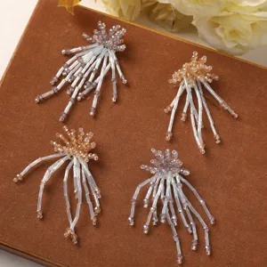Aplicaciones de flecos de cuentas de cristal brillantes para ropa y accesorios de bricolaje.