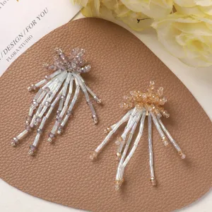 Colgante de Flor de Cuentas de Vidrio Borla DIY Pendiente Cabello Bolsa Ropa Accesorio Decorativo Suministros Artesanales