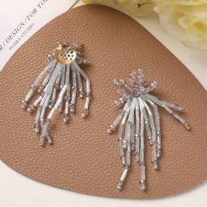Cuentas de cristal borla flor DIY pendientes ropa accesorios decorativos moda chic