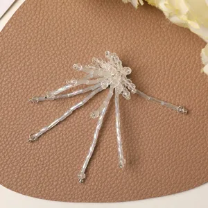 Accesorio DIY de cuentas de cristal transparente con flecos flor para ropa y bolso.