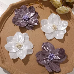 Shiny silk fabric flower DIY fashion brooch hair accessory garment craft material decor