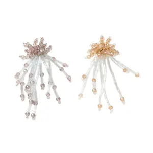 Amuletos de flores con borlas de cuentas de cristal pendientes DIY decoraciones ropa