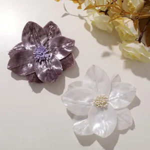 Shinning fabric flower brooch DIY apparel accessory clothing decoration flower hair pin craft supply