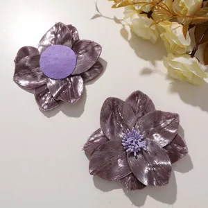 Shiny fabric flower DIY accessories clothing trim sparkling purple floral craft supplies