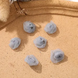 Mini grey mesh rose flower heads DIY handmade craft accessories garment hair decor parts new 50pcs