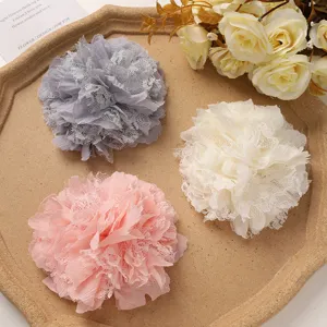 Conjunto accesorios DIY flores encaje de gasa, parches florales decorativos para manualidades.