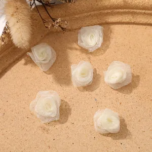 Mini mesh rose flower heads for DIY handmade garments, hair accessories and craft wholesale supply.
