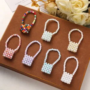 Bunte handgemachte Perlen Mini Tasche Anhänger Schlüsselanhänger DIY Zubehör für Handys.