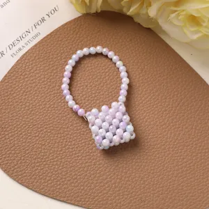 Farbverlauf Perlen Mini Handtasche Anhänger Süße Perle Schlüsselanhänger DIY Zubehör