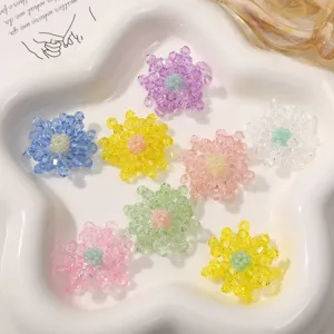 Accessoires de Bricolage Fleur de Perles de Riz en Verre de Cristal Fait Main Style Rétro Chinois Matériau pour Boucles d'Oreilles