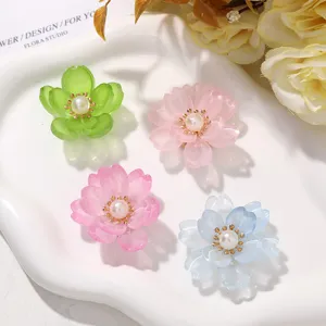 Glass Flower DIY Accessories Double Layer Artificial Pearl Flower Craft Components For Hair Accessories And Earrings
