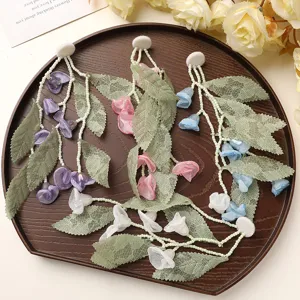 Forest style lily of the valley fabric flower earrings DIY handmade jewelry accessories