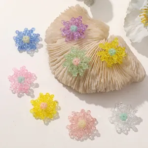 Breloques fleuries en perles de cristal colorées, accessoires de bijoux faits main pour boucles.