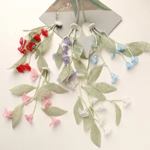 Fairytale tassel forest green leaf sheer tulle lily of the valley DIY earrings.