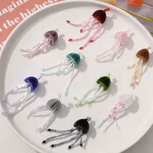 Cute fairy tassel jellyfish flower pendant earrings DIY handmade beaded charms jewelry making