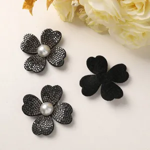 Four petal flower DIY rhinestone pearl hair accessory patch craft clothing material details