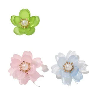 Glass flower DIY accessories pearl center handmade resin floral charms for earrings
