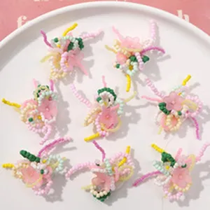 Handgefertigte Perlen Blumen DIY Anhänger süße rosa Pfirsichblüten Haarschmuck diy materialien
