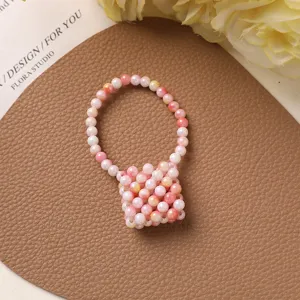 Handgefertigte Farbverlauf Perlen Mini Tasche Anhänger Detail, zarte Perlen Handwerkskunst.