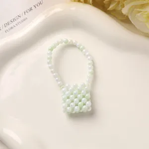 Mini Perlen Tasche Anhänger DIY Schlüsselanhänger handgemachte weiß grüne Perle Mini Handtasche